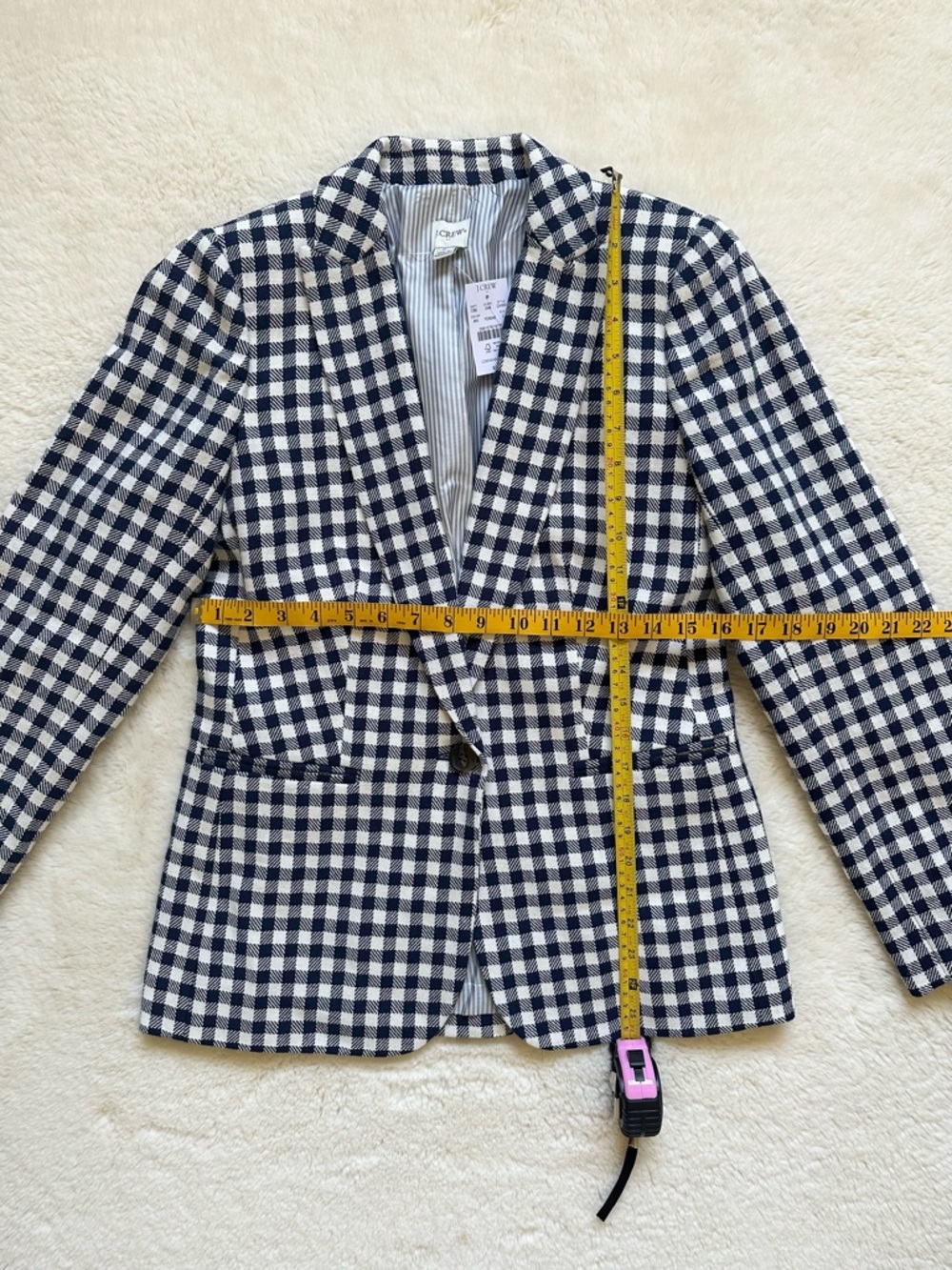 J. Crew Navy and White Gingham Blazer - Picture 5 of 11